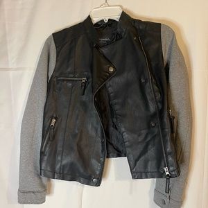 youth faux leather/sweatshirt jacket